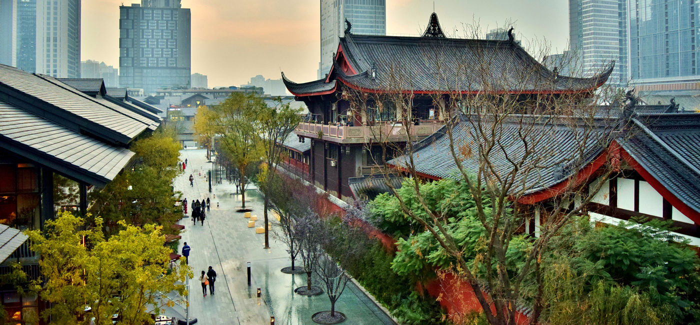 Image: PHOTO: View of Temples in Chengdu's Financial Center. (photo via iStock / Getty Images Plus /  Nate Hovee)